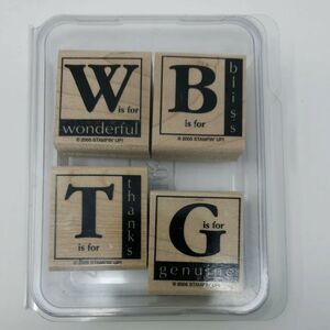 Stampin Up AROUND THE BLOCK Wood Rubber Stamps 2005 Set of 4 Collectible